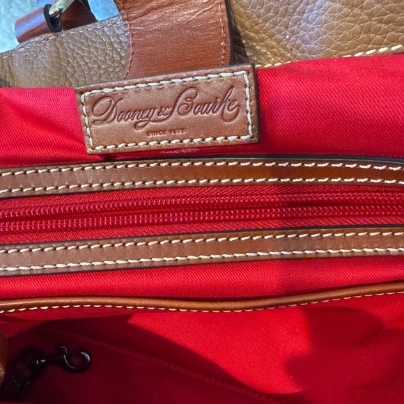 Dooney & Bourke Pebbled Leather Satchel Tote Brown Red Lining - Picture 7 of 14